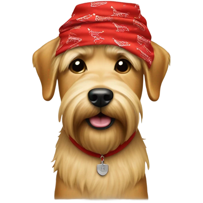 Donald trump and wheaten terrier wearing a red bandana emoji