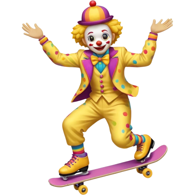 skater clown skating yellow emoji