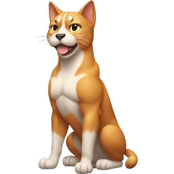 Muscular Cat flexing His biceps with dog emoji