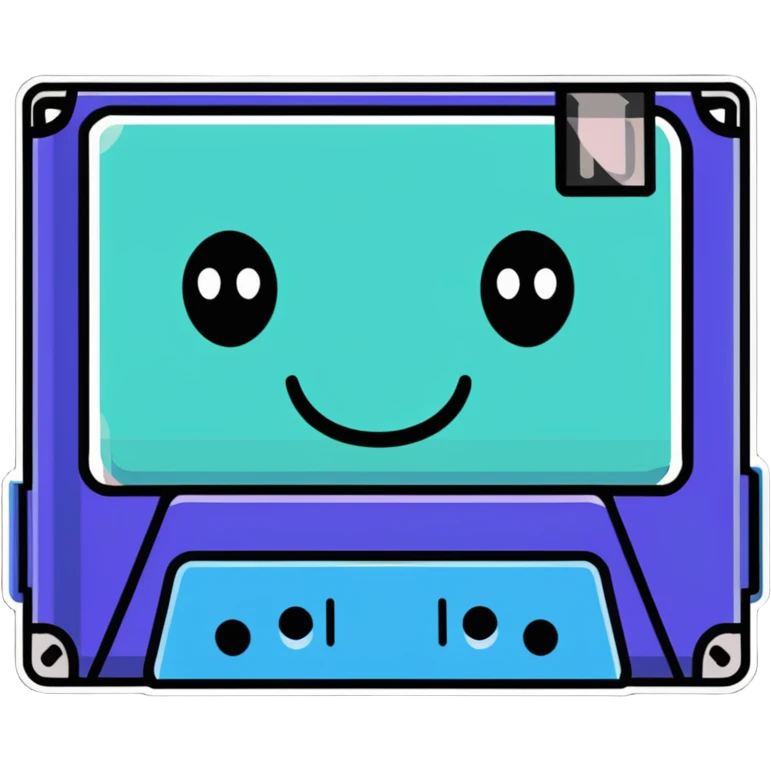 A cute sticker-style cassette tape with a happy face emoji