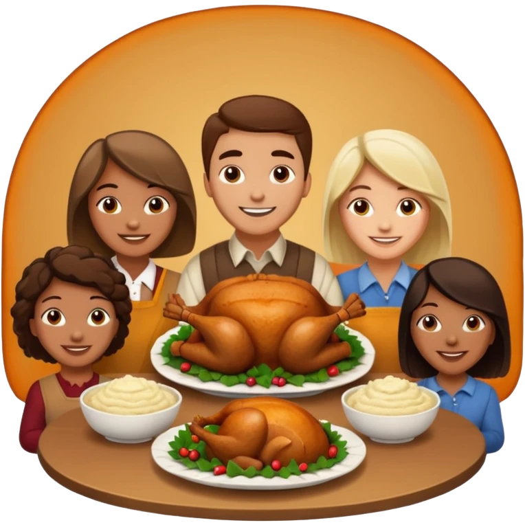 Thanksgiving Dinner with friends of all different races emoji