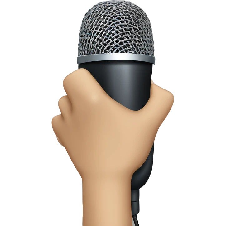 hand holding microphone in iphone style emoji