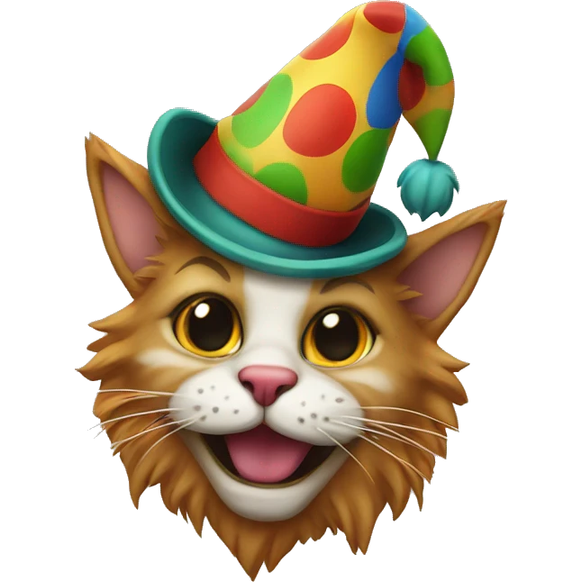 cat clown with jester hat emoji