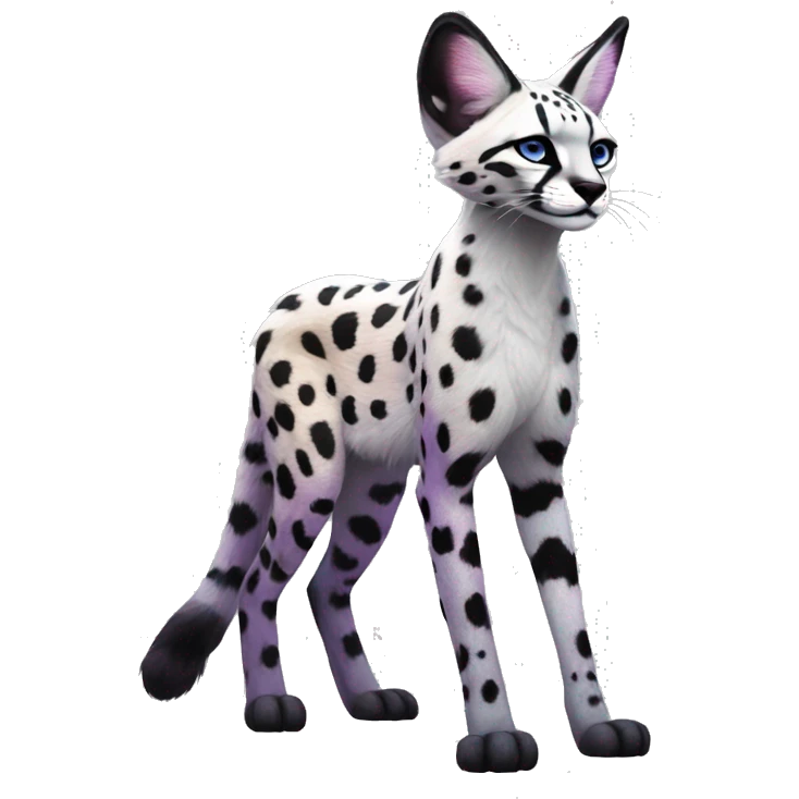 Epic Edgy Colorful Cool Cute Realistic Black White Purple ethereal Serval-Fionbri fursona full body emoji