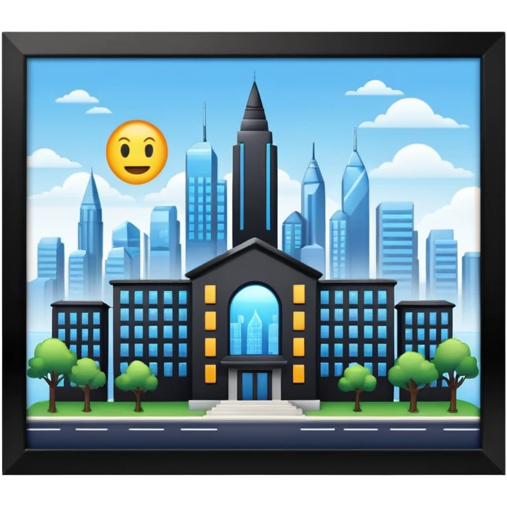 A school in front of a futuristic city emoji
