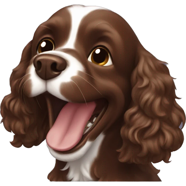 Chocolate brown cocker spaniel laughing emoji