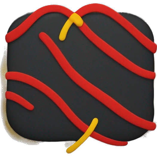 A wavy black and red rectangle with a yellow circle in the middle emoji