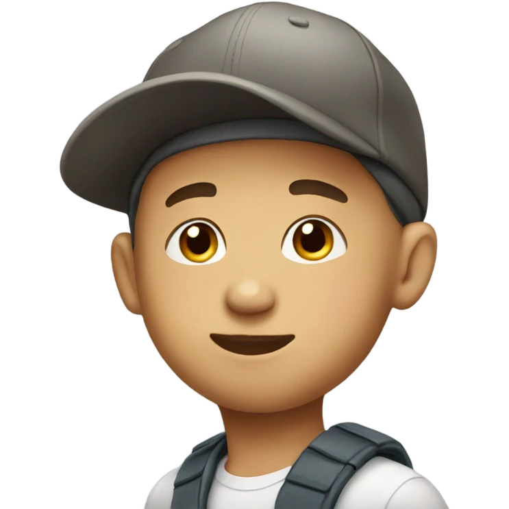 young boy with basecap emoji