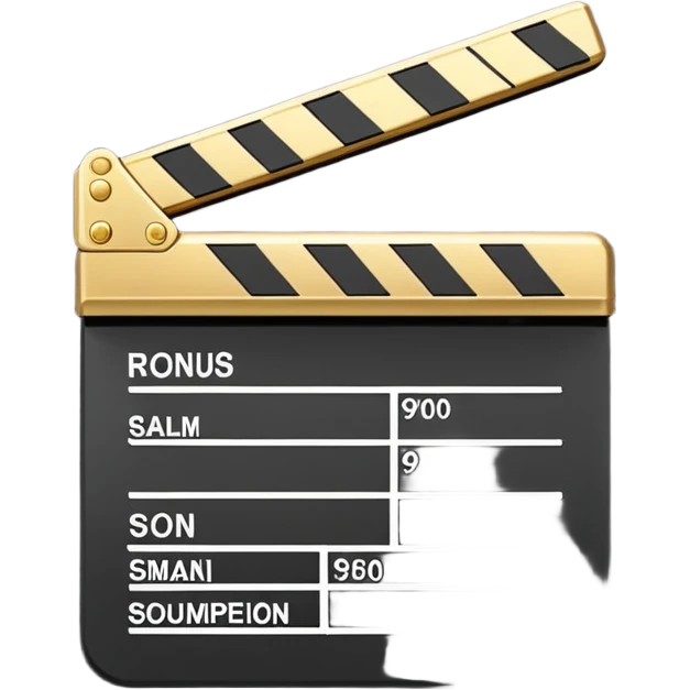 movie slate emoji with gold upper rectangle and white lower rectangle, black diagonal line across front emoji