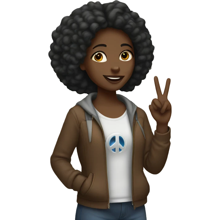 Black girl holding up peace sign emoji