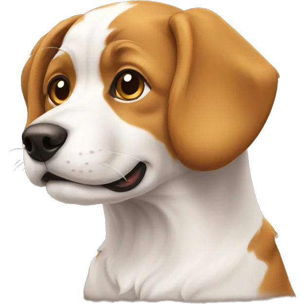 Chat qui s'allonge sur un chien emoji