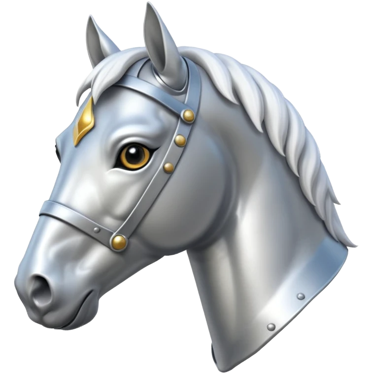 The face of a white realistic horse in armor emoji