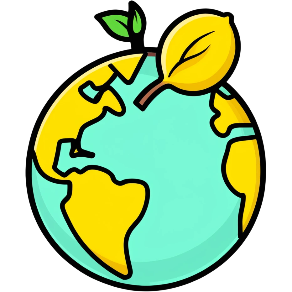 Globe in the shape of a lemon emoji