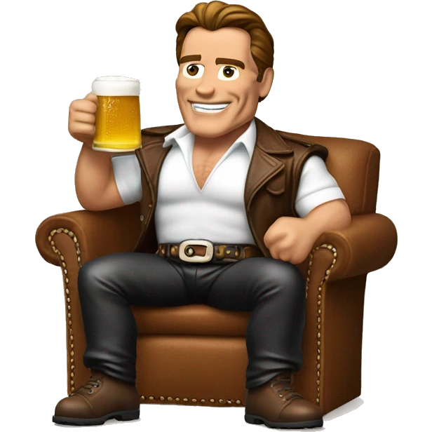 Arnold Schwarzenegger wearing Bavaria leather pants and Holding a Beer emoji