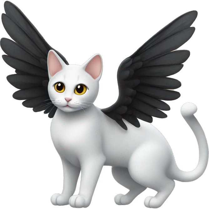 two cats one white the other black with wings emoji