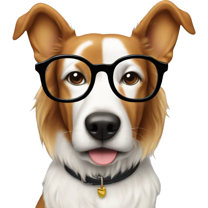A dog wearing glasses emoji