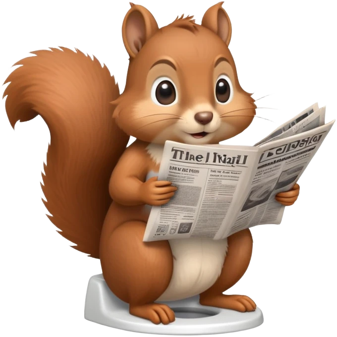 squirrel on toilet reading newspaper emoji