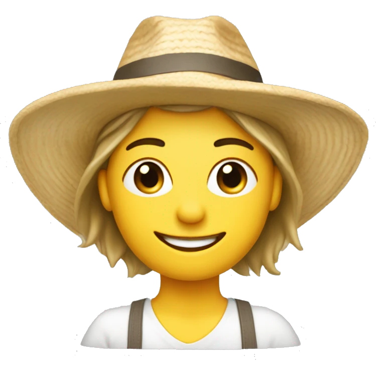 Healthy caucasian headshot with sunhat emoji