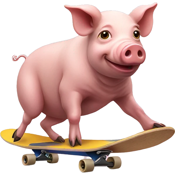 Pig riding skateboard  emoji