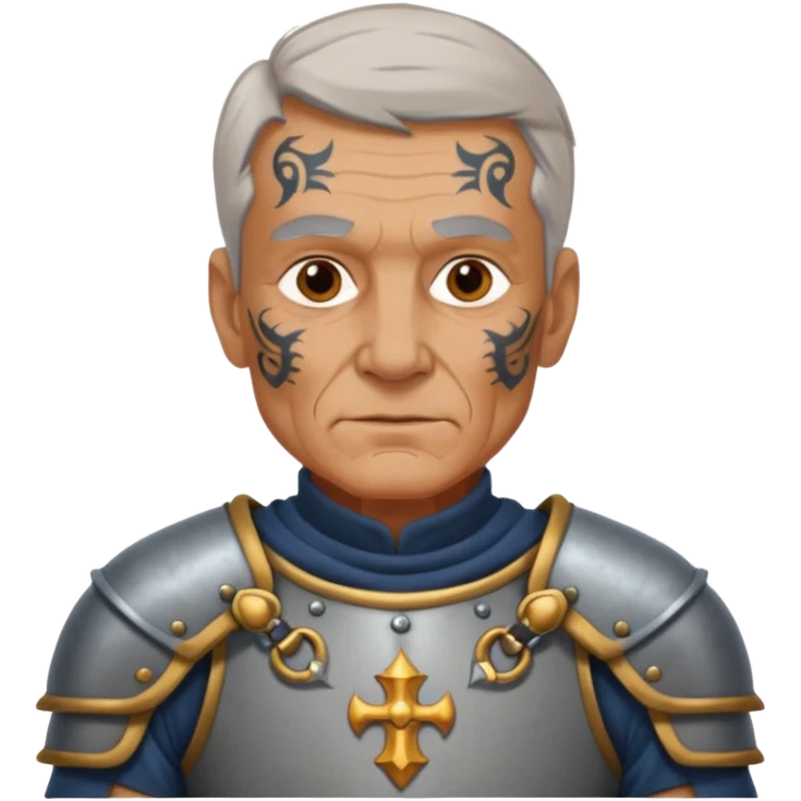 elderly tattooed knight, tattooed shoulder emoji