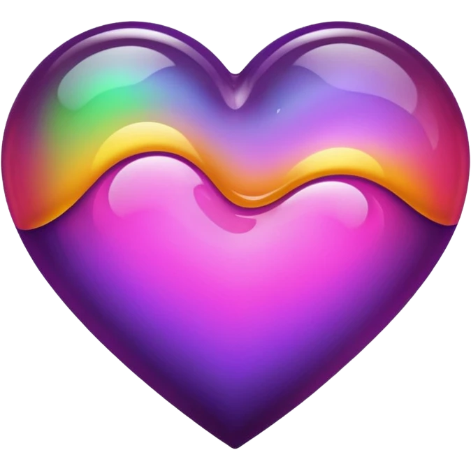 heart with layers of purple, hot pink, amber, light green, and dark purple emoji