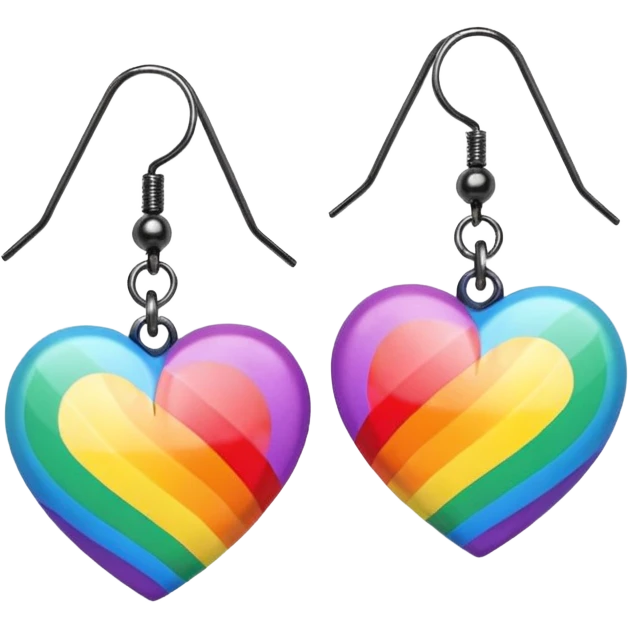 rainbow color heart shaped earrings emoji