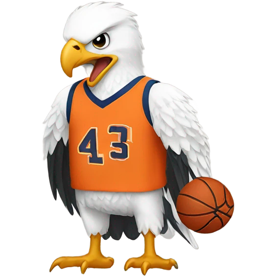 Bald eagle wearing orange basketball jersey emoji