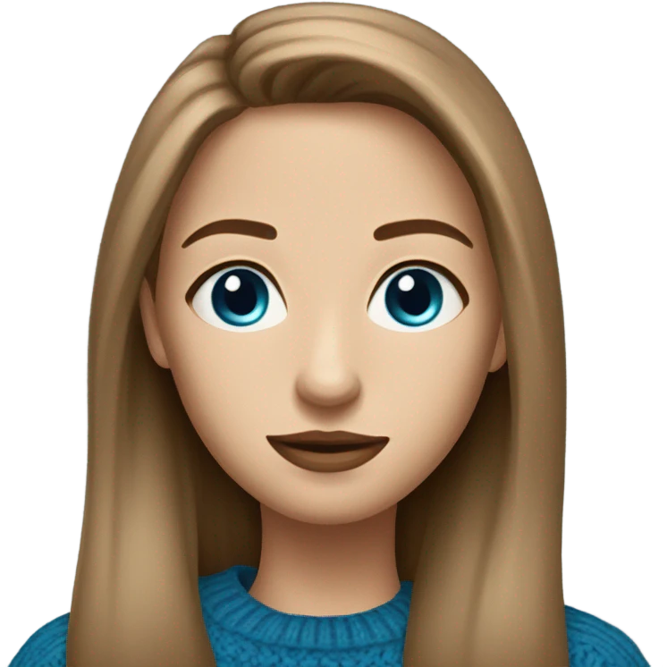 beautiful woman, straight light brown hair, blue eyes, sweater emoji
