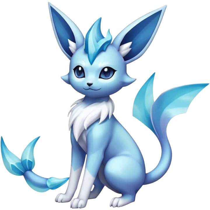 Shiny Cool Glaceon-Vaporeon-Espeon-Fakemon-hybrid-fusion- full body emoji