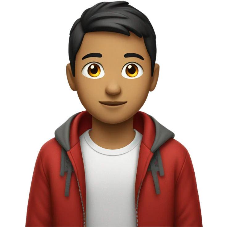 Miguel Rivera. 12 year old young mexican boy wearing a red hooded top emoji