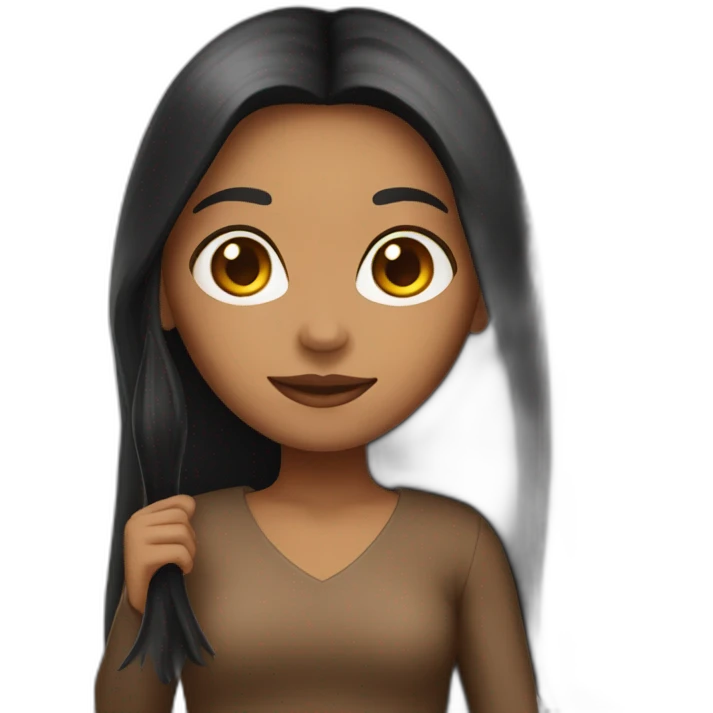 brown woman holding a star wand long black straight hair full length emoji
