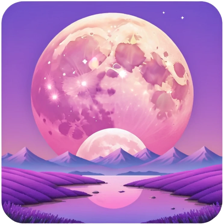 Shiny pastel rose-pink-lavender-violent-gradient moon sunset aesthetic realistic real life scenery landscape emoji