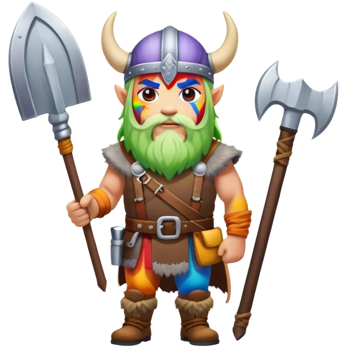 rainbow skin road builder full body as a viking emoji