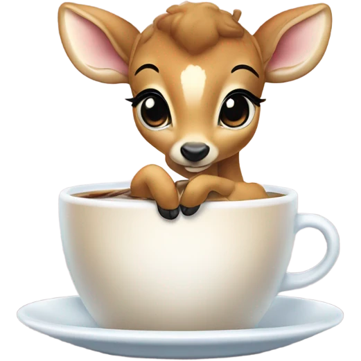 Baby deer drinking iced coffee emoji
