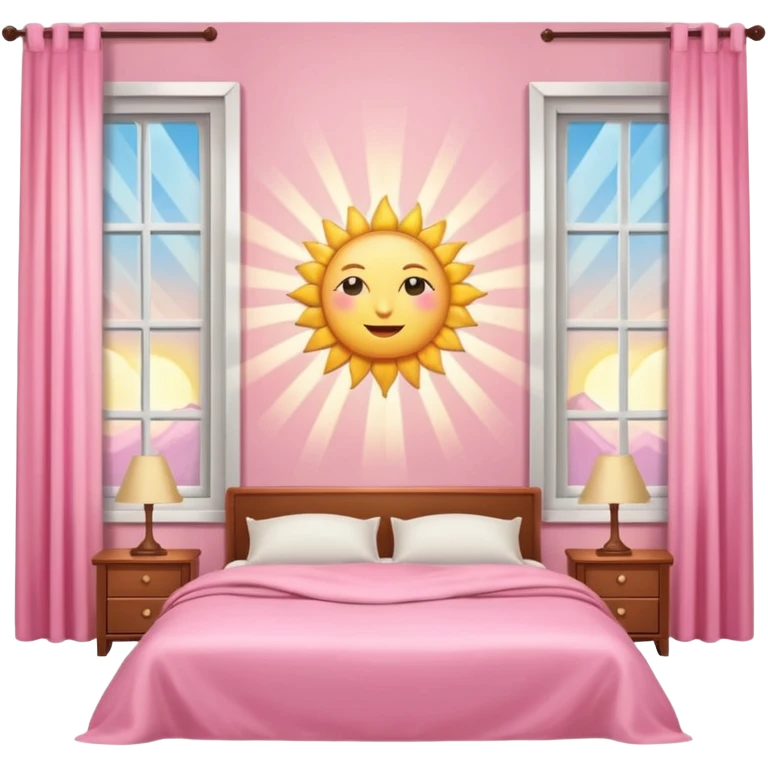 Aesthetic sun rays from window in pink bedroom emoji