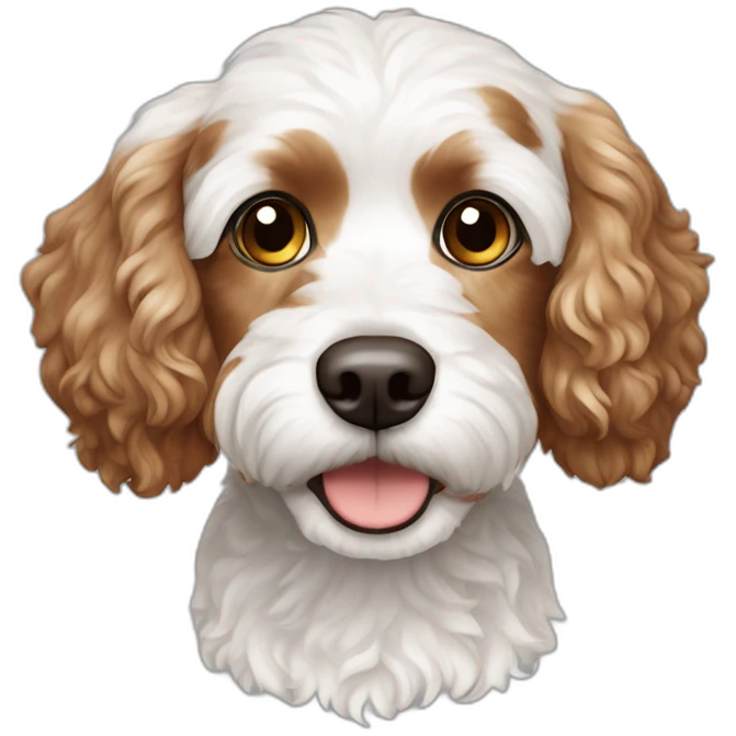 White medium sized cavapoo dog with brown spots emoji