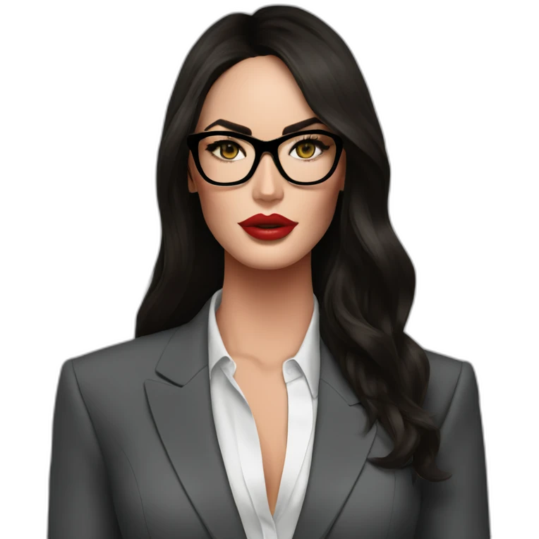 Megan Fox con lentes y blazer emoji