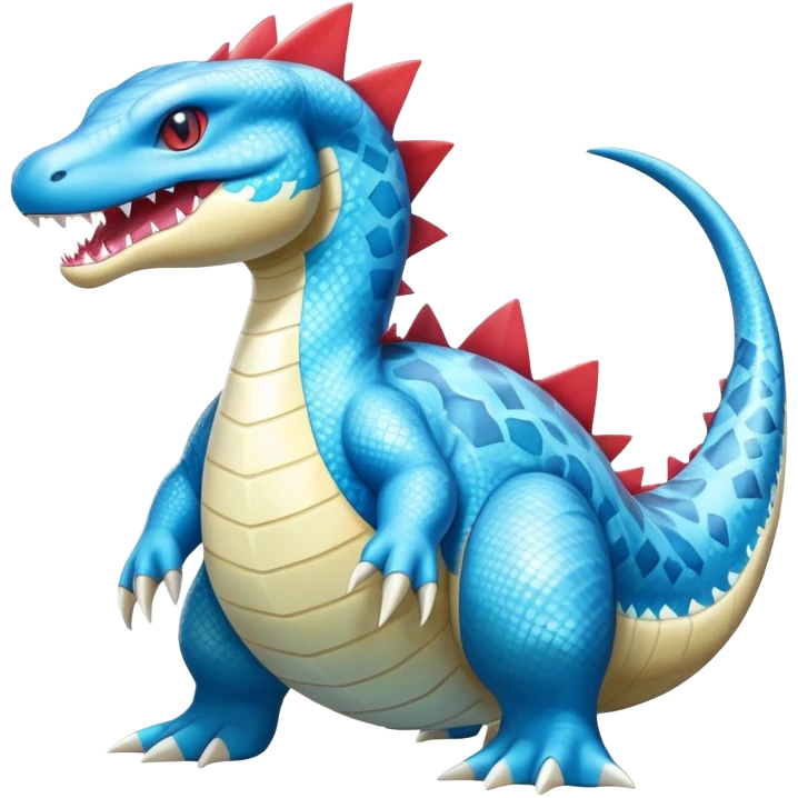 Shiny Exotic Colorful epic Lapras-Salamence-Feraligatr-Fakémon-hybrid-creature (full body)  emoji
