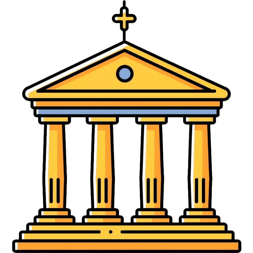 classical building with columns in yellow color emoji