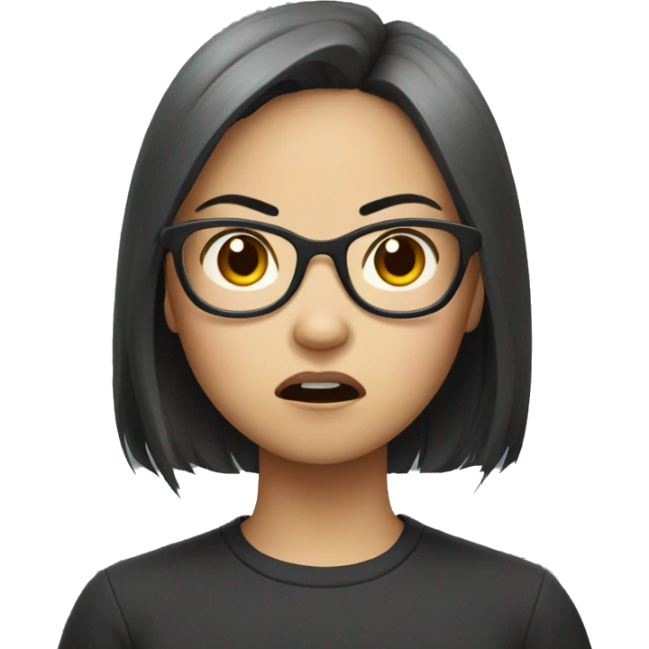 Asian girl with glasses angry emoji