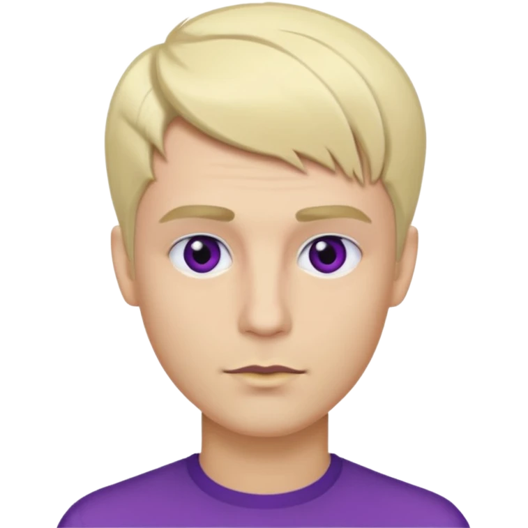 A man with blonde mod hair, brown eye and eyebrow, purple lip emoji