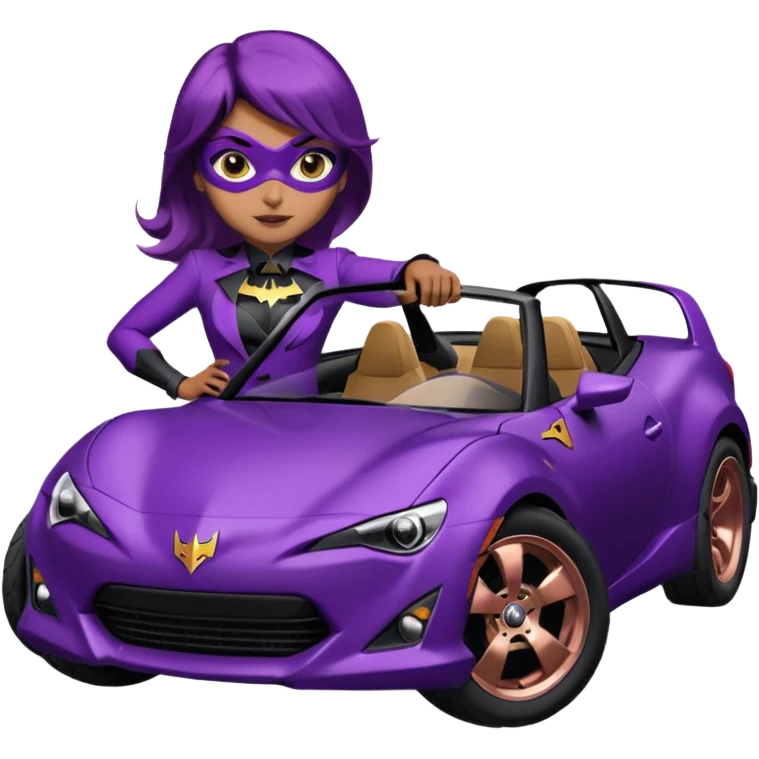 60’s Batgirl themed Satin black and rose gold Scion FR-S hot rod off road capable (tight fitting purple suit on her) emoji
