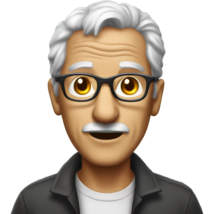 old man with salt and pepper colored hair with glasses portrait emoji