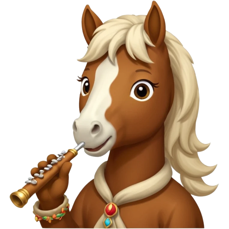 Horse playing the flut emoji