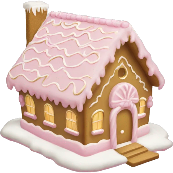light pink and gold and white gingerbread house emoji
