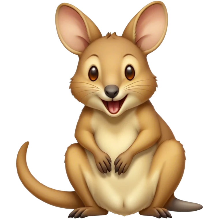 Cinematic Cute Yawning Wallaby Portrait Emoji, Head tilted slightly with a dramatic, wide-open yawn, showcasing a soft, downy tan fur with gently drooping ears, round amber eyes barely open in drowsy contentment, Simplified yet irresistibly adorable features, highly detailed, glowing with a soft, cozy glow, high shine, relaxed yet expressive, stylized with a touch of outback charm, bright and endearing, soft glowing outline, capturing the essence of a sleepy yet affectionate wallaby, so drowsy it feels like it could stretch out of the screen and curl up for a nap! emoji