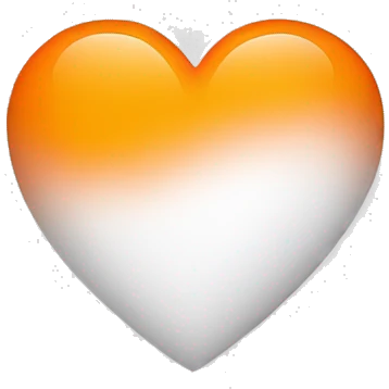 half orange half white heart emoji