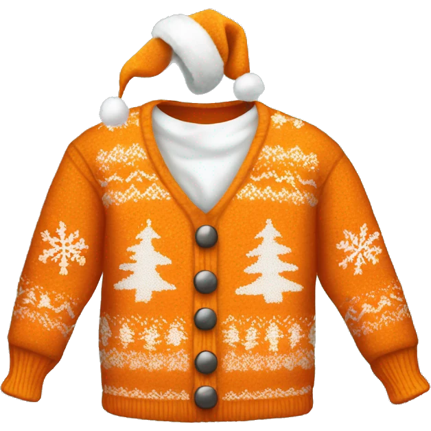 Realistic isolated orange ugly Christmas sweater. emoji