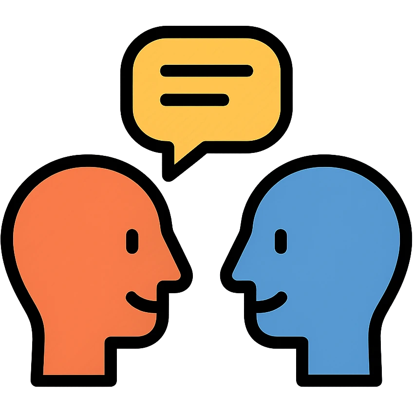 two speaking heads facing each other emoji