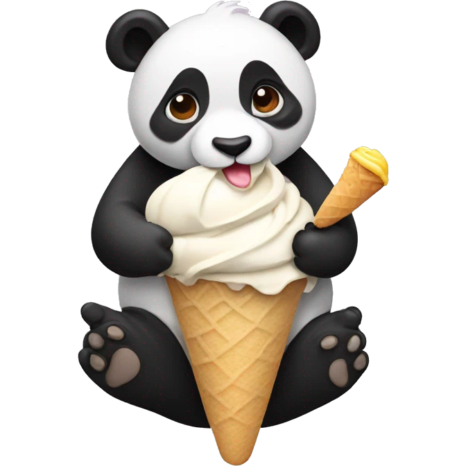 Panda eating ice cream emoji